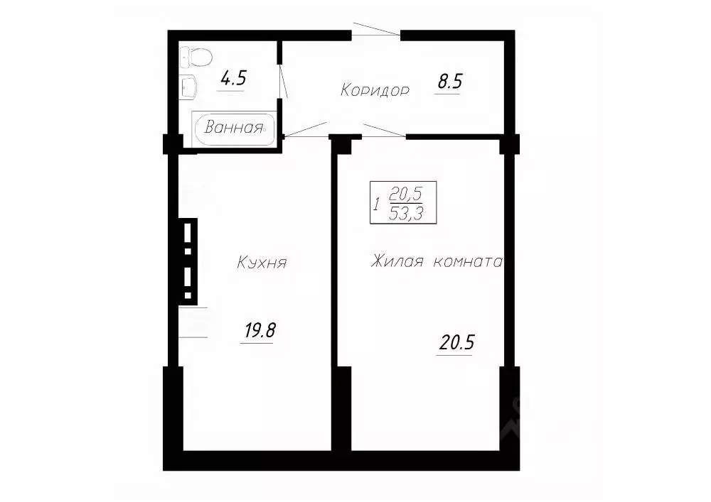 1-к кв. Ставропольский край, Ессентуки  (53.3 м) - Фото 0