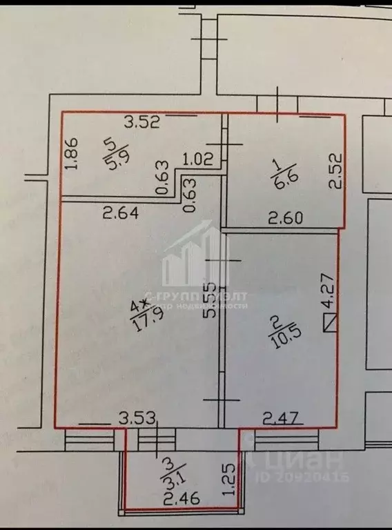 1-к кв. Калининградская область, Калининград Аэропортная ул., 1А (44.0 ... - Фото 2