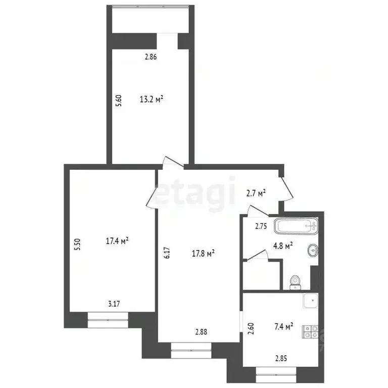 3-к кв. Ямало-Ненецкий АО, Новый Уренгой Советский мкр, 6/3 (68.0 м) - Фото 2