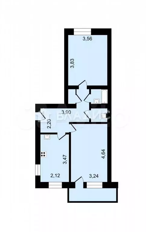 2-к. квартира, 49,9 м, 2/2 эт. - Фото 0