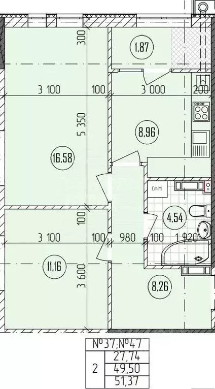 2-к кв. Крым, Бахчисарай ул. Гагарина, 4 (51.37 м) - Фото 2