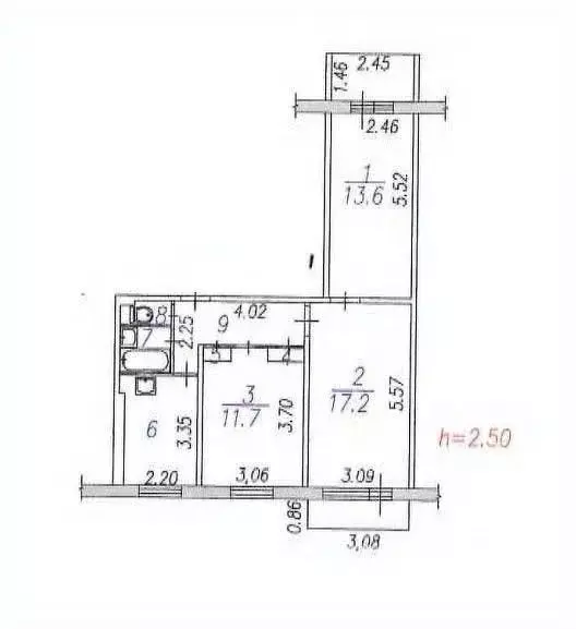 3-к кв. Кемеровская область, Новокузнецк просп. Архитекторов, 24 (60.1 ... - Фото 2
