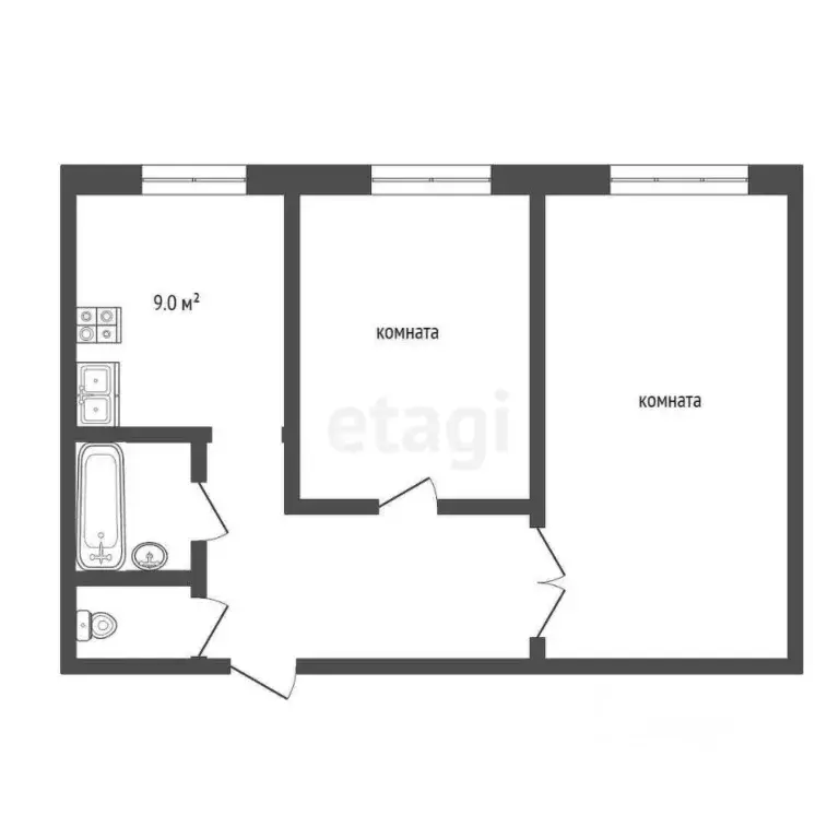 2-к кв. Свердловская область, Тугулым пгт ул. Ленина, 73 (39.1 м) - Фото 2