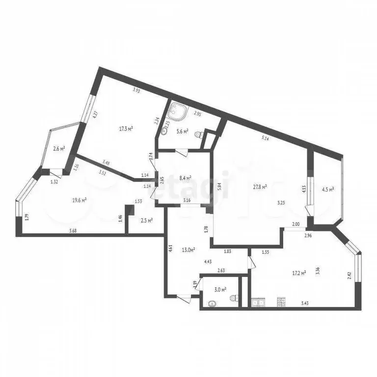 3-к. квартира, 114,4 м, 3/24 эт. - Фото 0