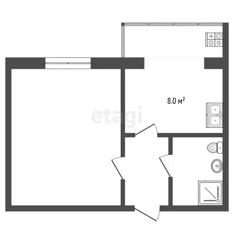 1-комнатная квартира: Нальчик, улица Ю.А. Гагарина, 2к2 (27.4 м) - Фото 1