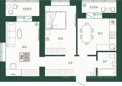 2-к кв. Самарская область, Волжский район, Смышляевка городское ... - Фото 1