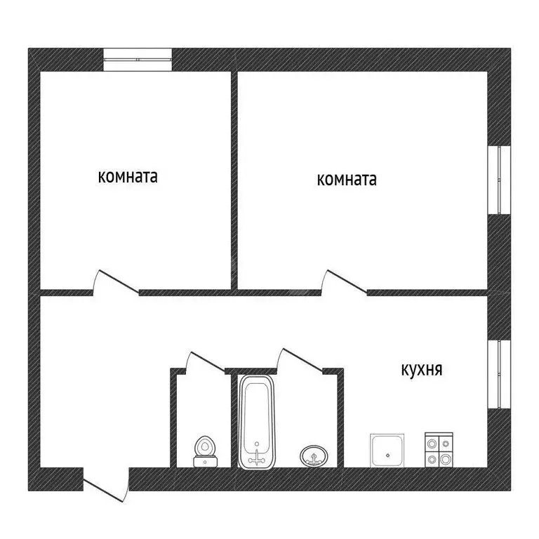 2-комнатная квартира: Пчева, Советская улица, 13 (42.5 м) - Фото 0