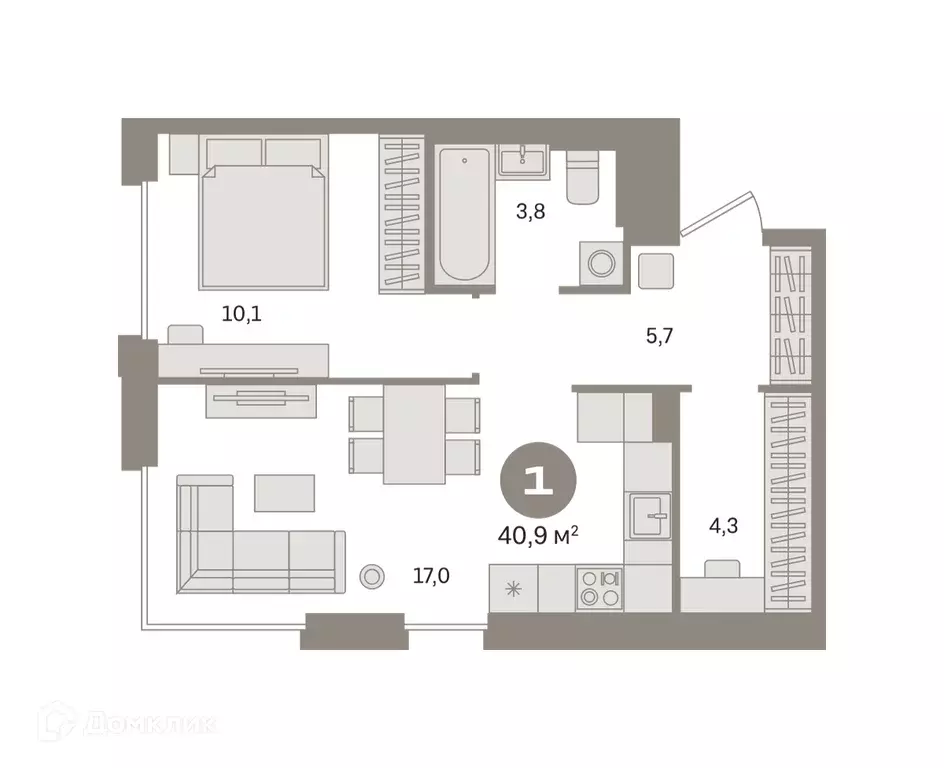 Продаётся 1-к квартира, 40.86 м - Фото 0