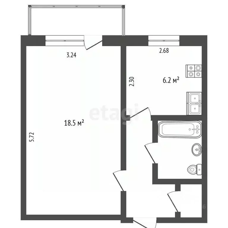 1-к кв. Калужская область, Калуга Турынино мкр, ул. Льва Толстого, 4/1 ... - Фото 2