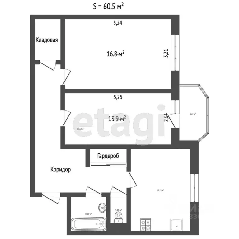 2-к кв. Ханты-Мансийский АО, Когалым ул. Строителей, 9 (62.0 м) - Фото 0
