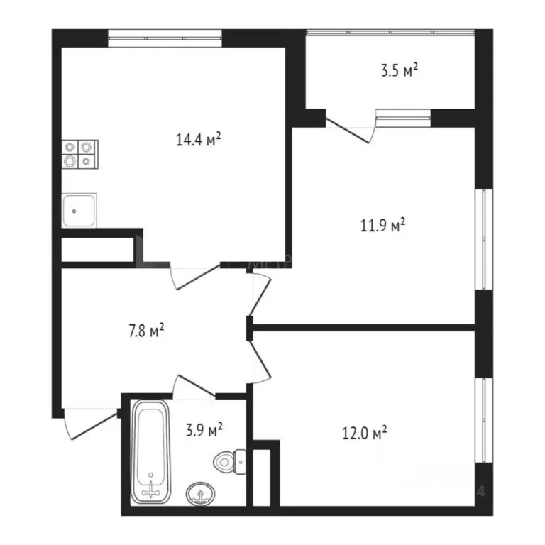 2-к кв. Тюменская область, Тюмень Ставропольская ул., 97к4 (49.9 м) - Фото 2