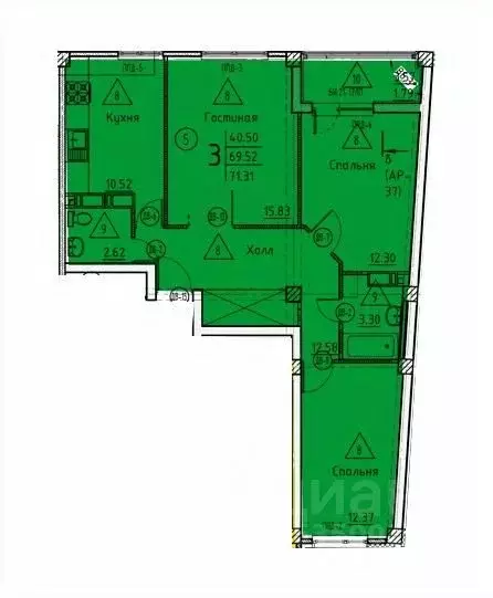 3-к кв. Пензенская область, Пенза ул. Генерала Глазунова, 11 (71.31 м) - Фото 1