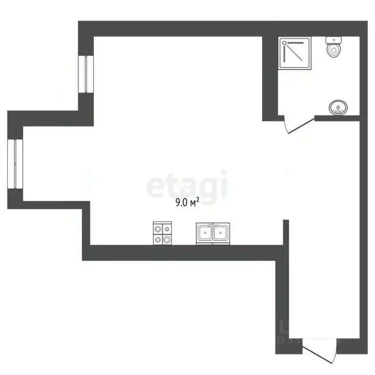 Студия Белгородская область, Белгород ул. Семейная, 13 (30.6 м) - Фото 1