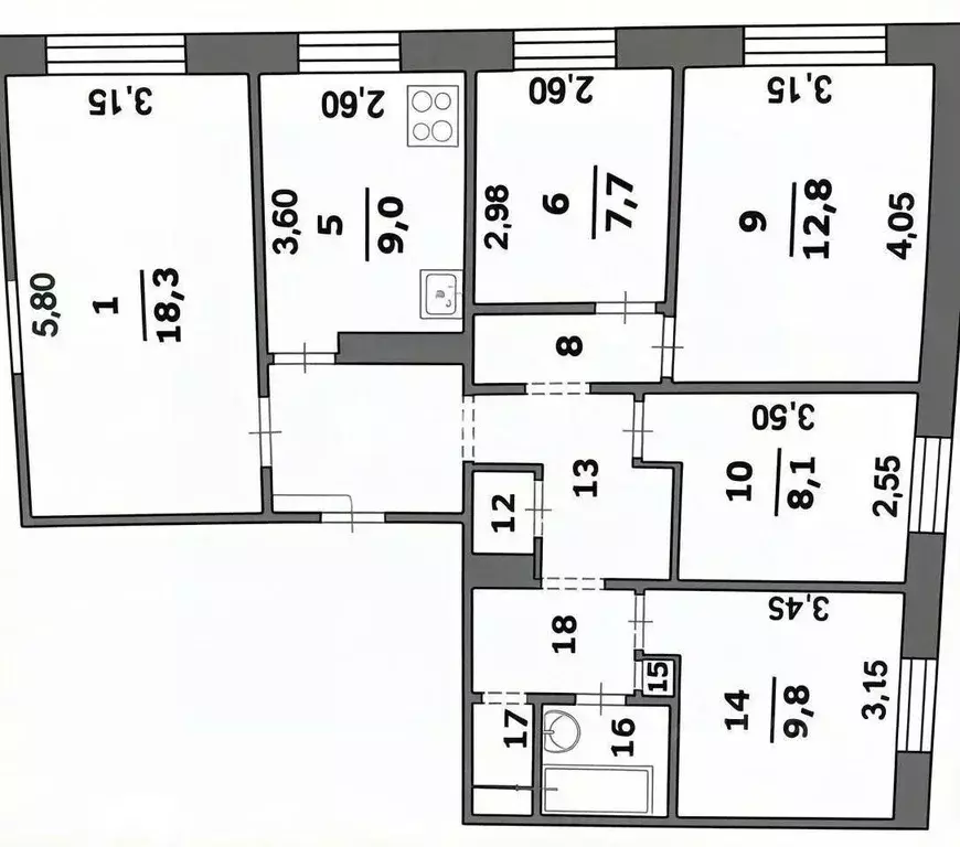 5-к кв. Белгородская область, Белгород ул. Губкина, 22 (88.0 м) - Фото 2