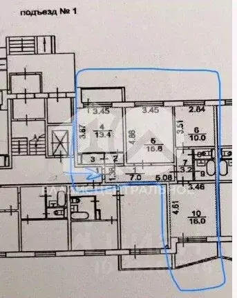 3-к кв. Новосибирская область, Новосибирск Спортивная ул., 13 (73.0 м) - Фото 2
