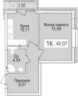 1-комнатная квартира: Новосибирск, улица Василия Клевцова, 3 (39.41 м) - Фото 0