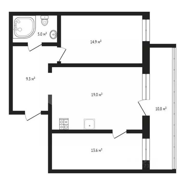 2-к кв. Тюменская область, Тюмень ул. Дружбы, 75 (83.5 м) - Фото 1