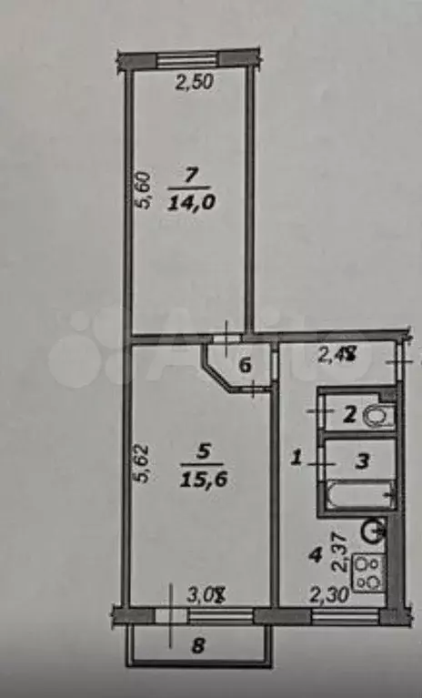 2-к. квартира, 44 м, 2/5 эт. - Фото 0