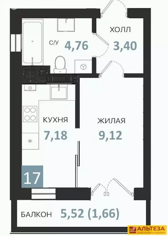 1-комнатная квартира: Светлогорск, Ольховая улица, 32к7 (26.12 м) - Фото 1