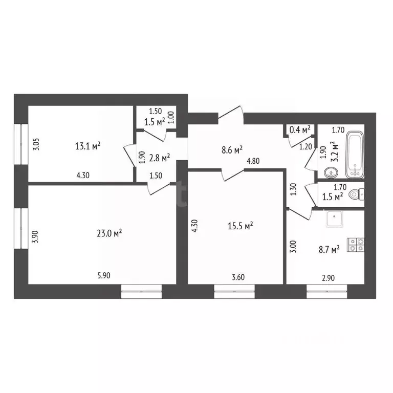 3-к кв. Архангельская область, Коряжма Театральная ул., 2 (78.3 м) - Фото 2