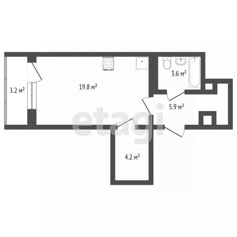 Студия Вологодская область, Вологда ул. Гагарина, 80Ак4 (35.0 м) - Фото 2