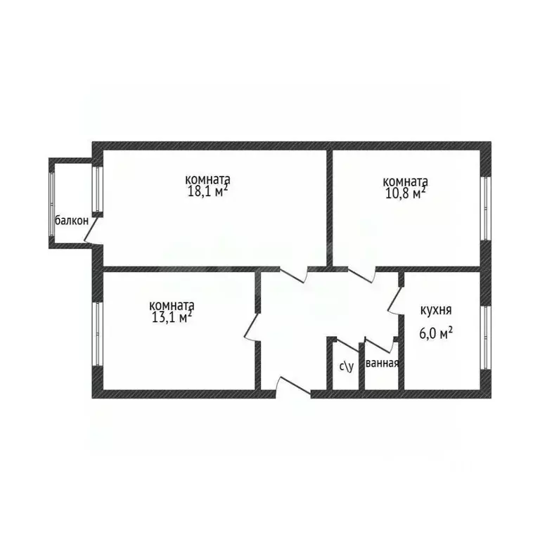 3-к кв. Брянская область, Брянск ул. Молодой Гвардии, 68 (62.8 м) - Фото 2
