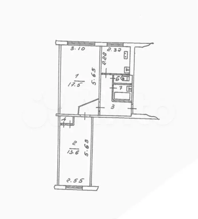 2-к. квартира, 45 м, 1/5 эт. - Фото 0