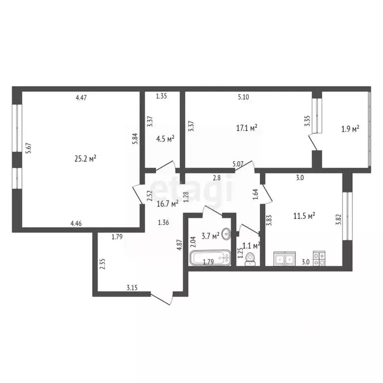 3-к кв. Мордовия, Саранск ул. Комарова, 16А (81.0 м) - Фото 1