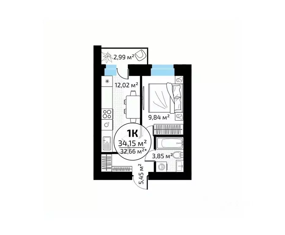 1-к кв. Самарская область, Самара пос. Мехзавод, 1-й кв-л, 50 (34.15 ... - Фото 1