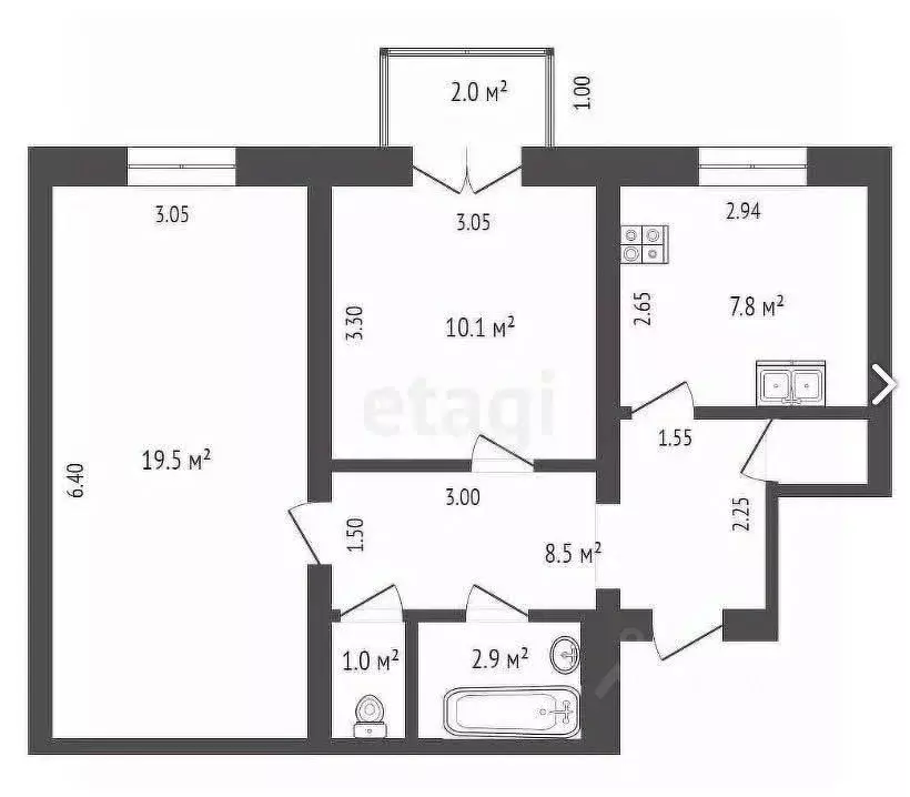 2-к кв. Хабаровский край, Комсомольск-на-Амуре пос. Амурсталь, ул. ... - Фото 2