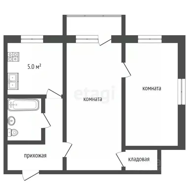 2-к кв. Архангельская область, Коряжма ул. Лермонтова, 5 (42.2 м) - Фото 1