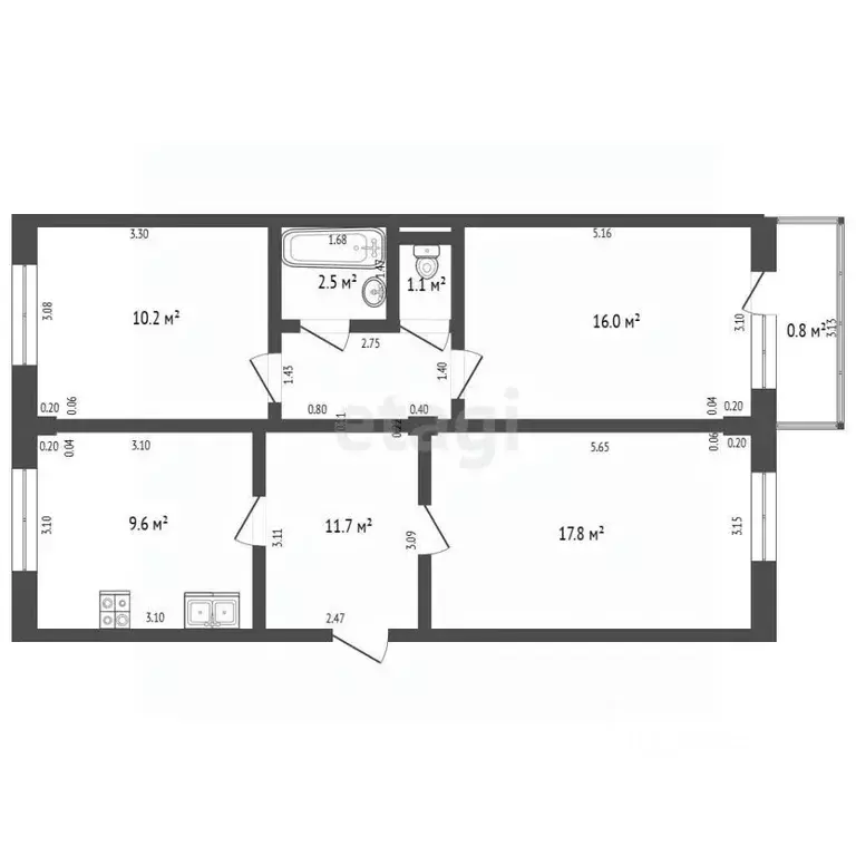 3-к кв. Забайкальский край, Чита Июньская ул., 14 (69.8 м) - Фото 2