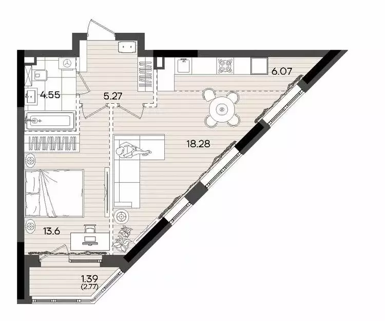 2-комнатная квартира: Казань, микрорайон Родины, ЖК Адали (49.16 м) - Фото 2