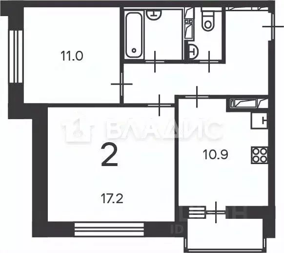 2-к кв. Москва Полярная ул., 3 (53.7 м) - Фото 2