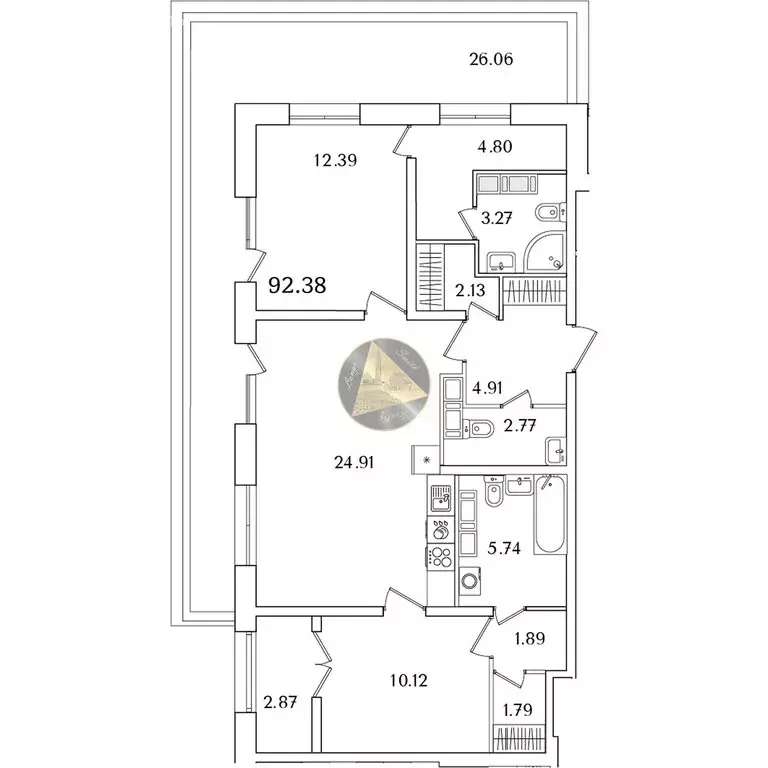 2-комнатная квартира: Санкт-Петербург, проспект Маршала Блюхера, 3к2 ... - Фото 1