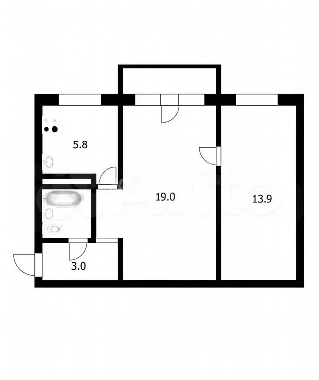 2-к. квартира, 46 м, 3/5 эт. - Фото 0