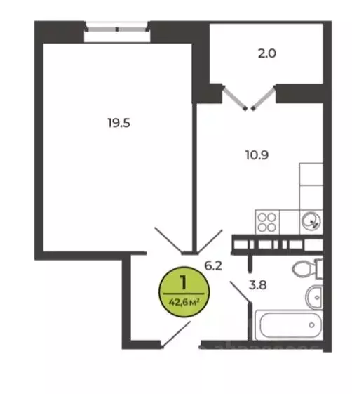 1-к кв. Брянская область, Брянский район, Свенское с/пос, пос. Свень ... - Фото 1