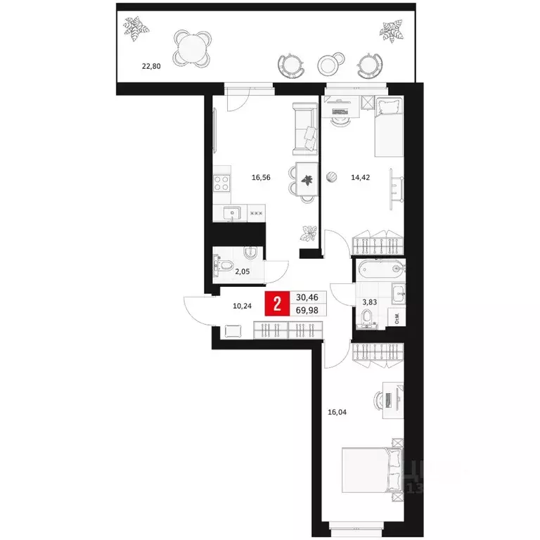 2-к кв. Башкортостан, Уфа ул. Большая Московская, 11 (69.98 м) - Фото 0