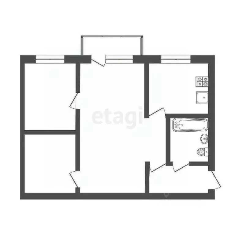 3-к кв. Тульская область, Узловая 50 лет Октября кв-л, 13 (45.0 м) - Фото 1