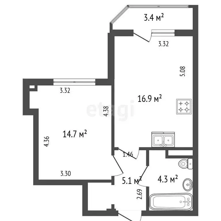 1-комнатная квартира: Санкт-Петербург, Рыбацкий проспект, 17к1 (41 м) - Фото 1