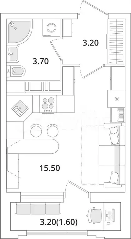 Квартира-студия, 24,2 м, 5/13 эт. - Фото 1