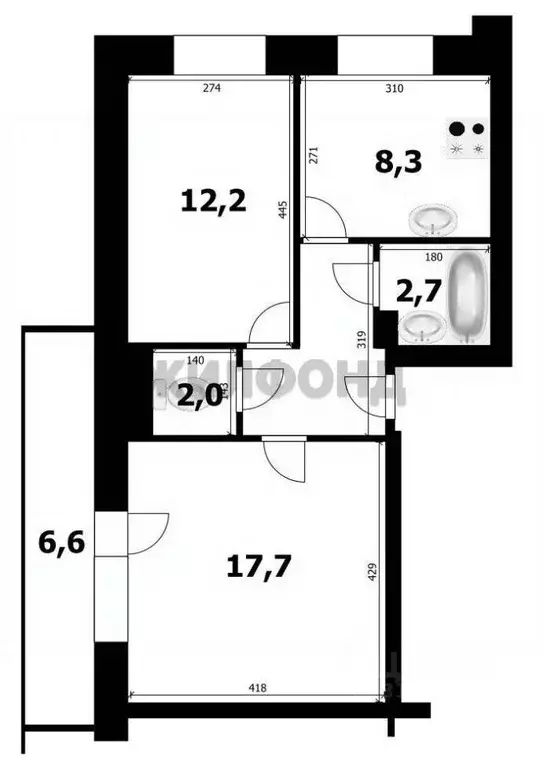 2-к кв. Новосибирская область, Новосибирск ул. Виктора Уса, 1/2 (49.0 ... - Фото 0