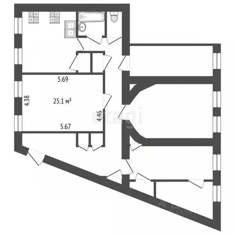 Комната Санкт-Петербург пер. Бринько, 4 (25.1 м) - Фото 0