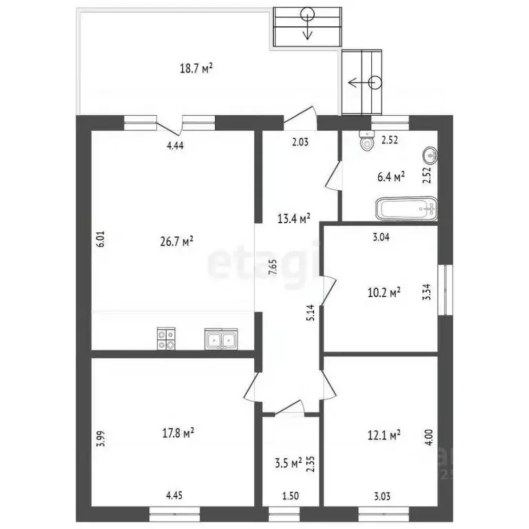 Дом в Крым, Симферопольский район, с. Трудовое ул. Берекет (110 м) - Фото 2