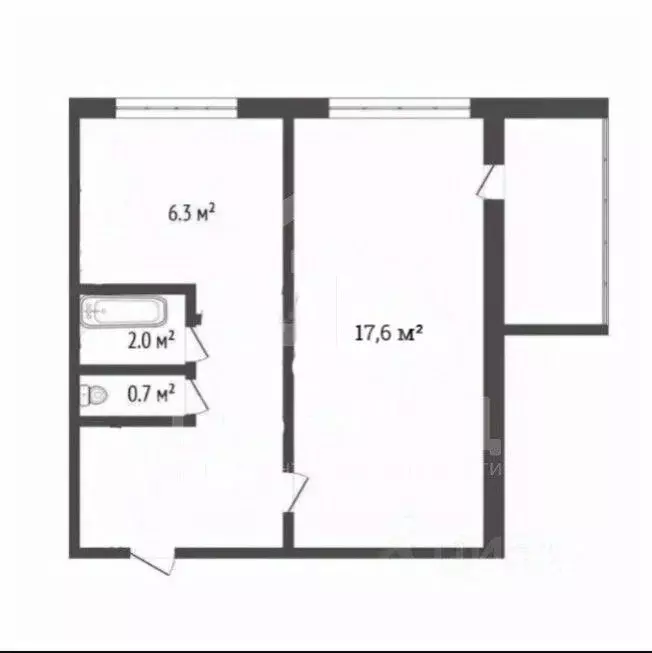 1-к кв. Санкт-Петербург ул. Козлова, 23К1 (32.4 м) - Фото 2