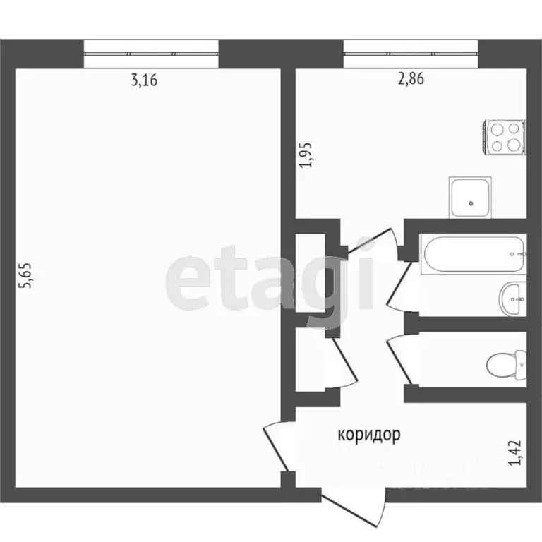 1-к кв. Санкт-Петербург Серебристый бул., 26 (32.1 м) - Фото 2