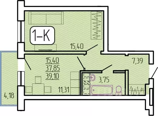 1-к кв. Бурятия, Улан-Удэ 129-й мкр,  (39.1 м) - Фото 1