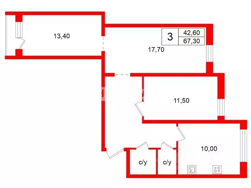 3-к кв. Санкт-Петербург, Санкт-Петербург, Сестрорецк Приморское ш., ... - Фото 2