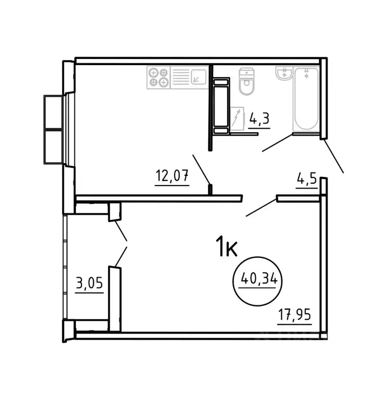 1-к кв. Челябинская область, Челябинск Трактовая ул., 30/2 (40.34 м) - Фото 0