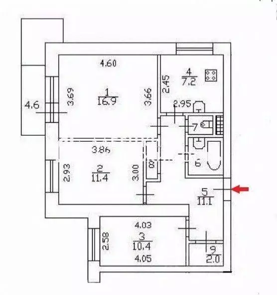 Квартира, 3 комнаты, 63.5 м - Фото 2